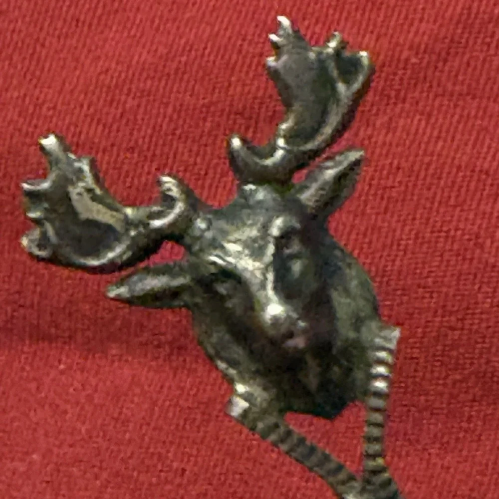 Vintage Sterling Silver Moose Stag Souvenir Spoon 3D Handle Twisted Stem 3.75